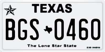 TX license plate BGS0460