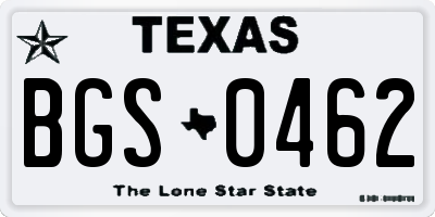 TX license plate BGS0462