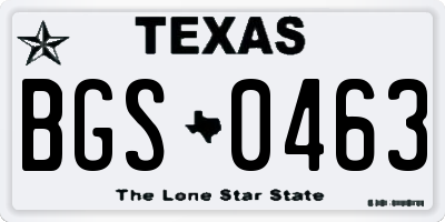 TX license plate BGS0463