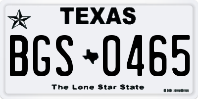 TX license plate BGS0465