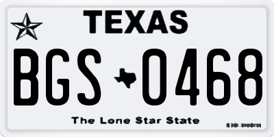 TX license plate BGS0468