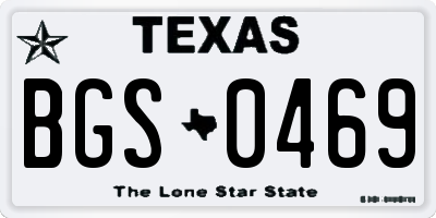 TX license plate BGS0469