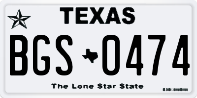TX license plate BGS0474