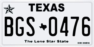 TX license plate BGS0476