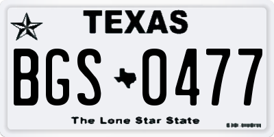 TX license plate BGS0477