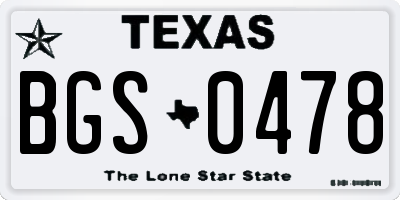 TX license plate BGS0478