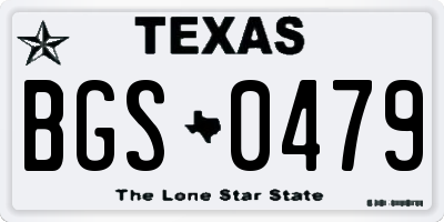 TX license plate BGS0479