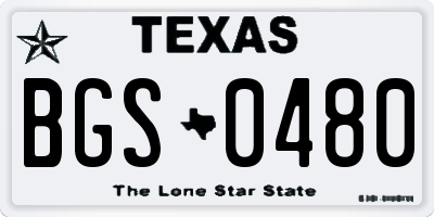 TX license plate BGS0480