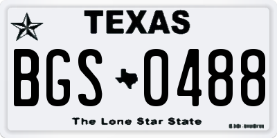 TX license plate BGS0488