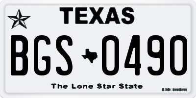 TX license plate BGS0490