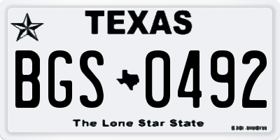 TX license plate BGS0492