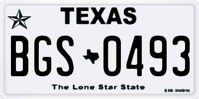 TX license plate BGS0493