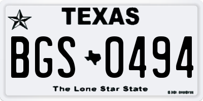 TX license plate BGS0494