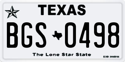 TX license plate BGS0498