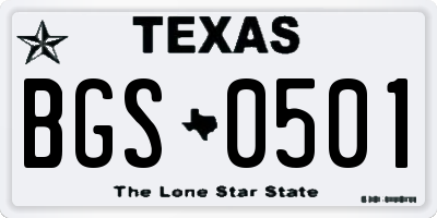 TX license plate BGS0501
