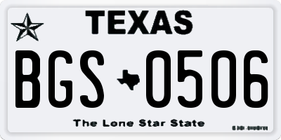 TX license plate BGS0506