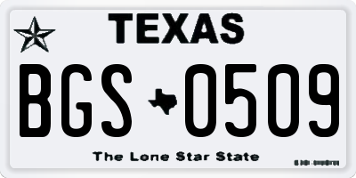 TX license plate BGS0509