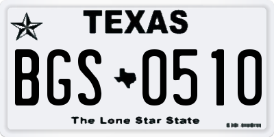 TX license plate BGS0510