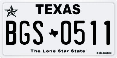TX license plate BGS0511