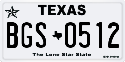 TX license plate BGS0512