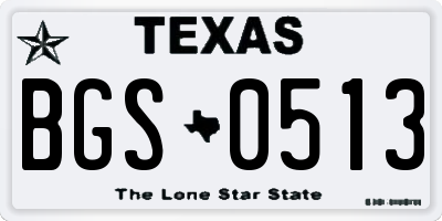 TX license plate BGS0513