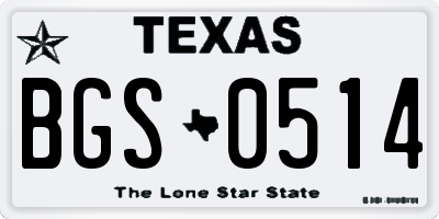 TX license plate BGS0514