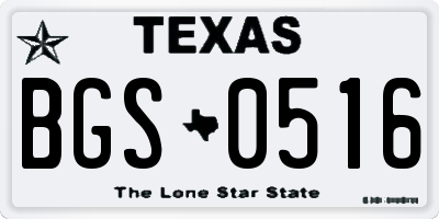 TX license plate BGS0516