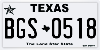 TX license plate BGS0518