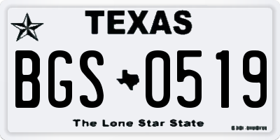 TX license plate BGS0519