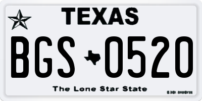 TX license plate BGS0520