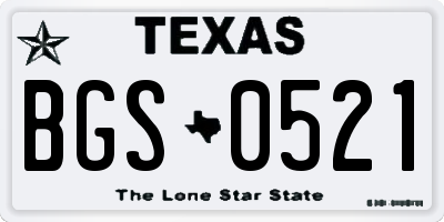 TX license plate BGS0521
