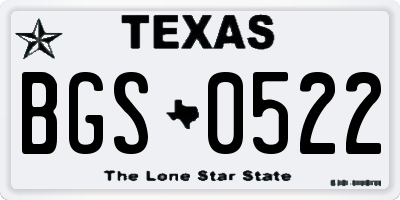 TX license plate BGS0522