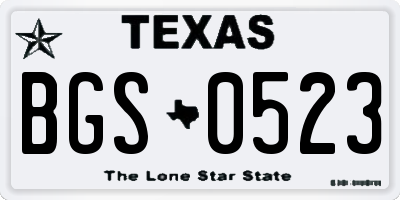 TX license plate BGS0523
