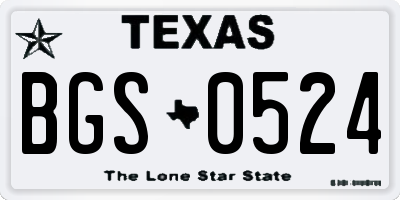 TX license plate BGS0524