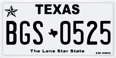 TX license plate BGS0525