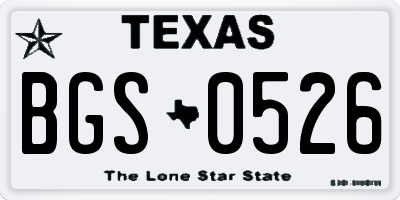 TX license plate BGS0526