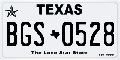 TX license plate BGS0528