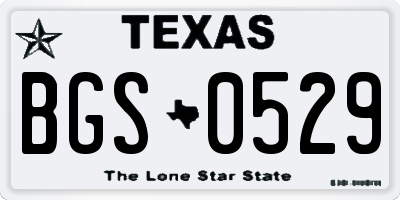 TX license plate BGS0529