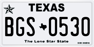 TX license plate BGS0530