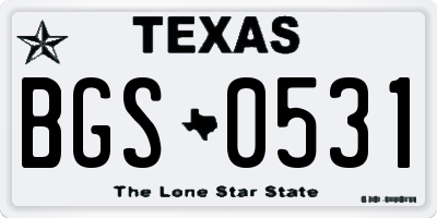 TX license plate BGS0531