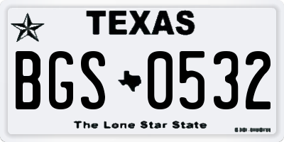 TX license plate BGS0532