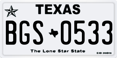 TX license plate BGS0533