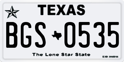 TX license plate BGS0535