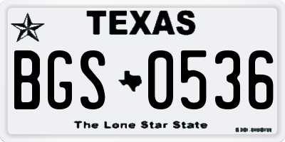 TX license plate BGS0536