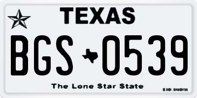 TX license plate BGS0539