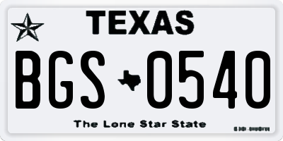 TX license plate BGS0540