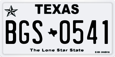TX license plate BGS0541