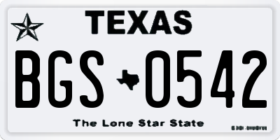 TX license plate BGS0542