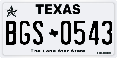 TX license plate BGS0543