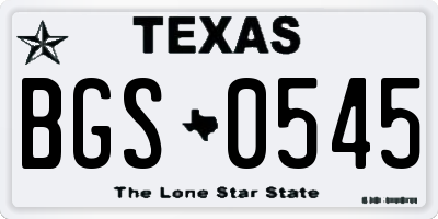 TX license plate BGS0545